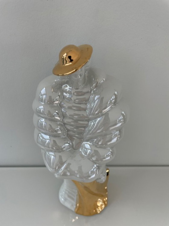 Image 1 of Statua vintage di donna con cappotto di pelliccia - Sanbo Ceramica Valencia (1980)