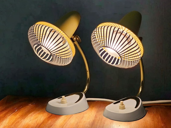 Pair of Bedside Lamps / Table lamps, 1950s – Robert Pfäffle, Metal, Brass (photo 8 of 8)