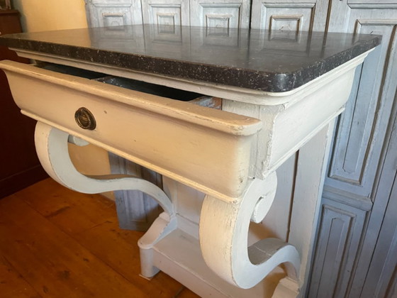 Side Tanble Wandtafel Wand Console Louis Philippe Trumeau – Stone (photo 6 of 21)