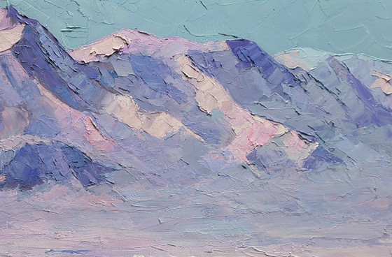 Original Oil Painting Winter Nature Mountains Snow Breath of the North Wind – Paintings & Drawings, Canvas (photo 5 of 7)
