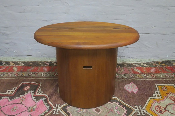Image 1 of Solid Teak Oval Coffee Table with Swivel Top by Silkeborg, Denmark 1960s