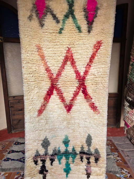 Cream Boujaad runner rug 310 x 74 cm