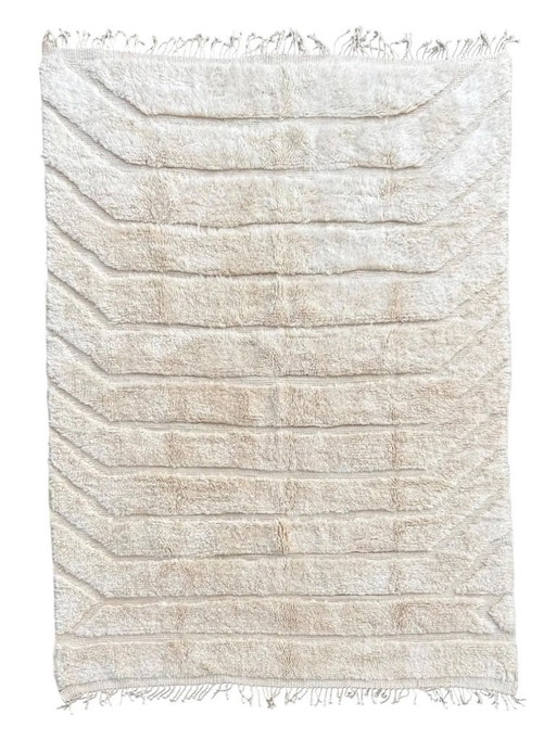 Authentic Moroccan Beni Ourain Wool Rug 200x300 cm - Handwoven Geometric Berber Carpet