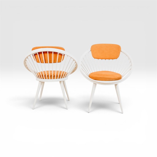 Yngve Ekström Mod.Circle: Par de sillones de diseño escandinavo de la década de 1960.