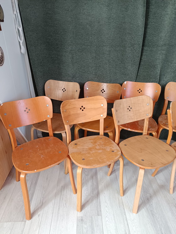 Image 1 of 8 sedie da caffè in legno curvato di betulla Aalto
