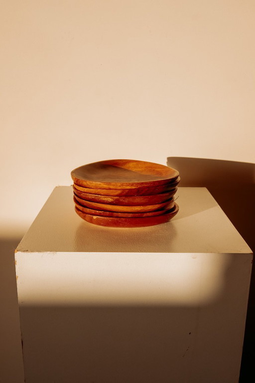 Vintage Kuchenplatten aus Holz, 6er-Set