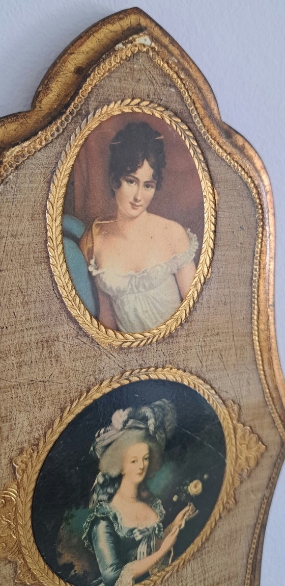 Image 1 of Vintage Italian Florentine Wall Plaque – Gilt Wood – Three Classical Portraits – Hollywood Regency