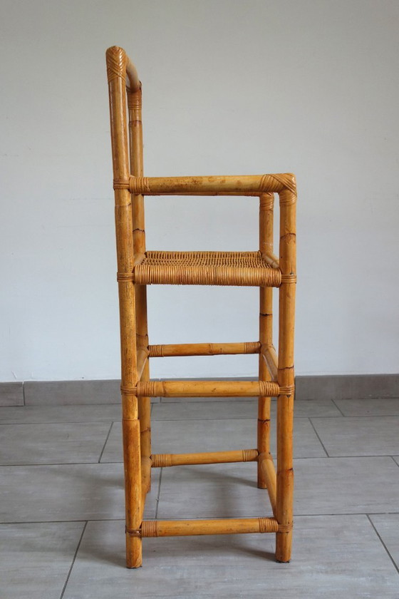 Vintage Rattan and Bamboo High Stool (photo 3 of 10)