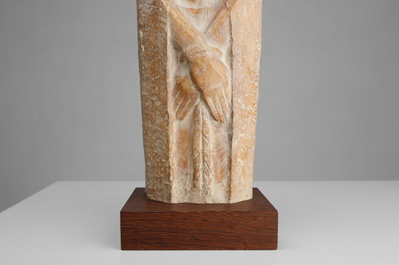 Image 1 of Religieus standbeeld Jezus Christus in Art Deco Stijl door Belgische kunstenaar André Teackens