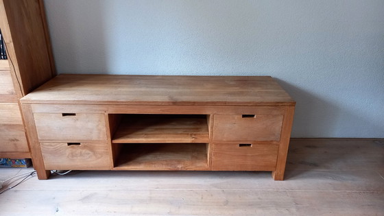 Image 1 of Meuble TV mural en teck massif