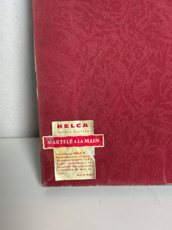 Image 1 of Vintage French Helca Metal Plaque – "Ecole Française" Portrait – Hand-Finished
