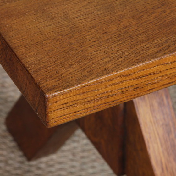 Image 1 of Massief eikenhouten eettafel, Frans vakmanschap, 1960