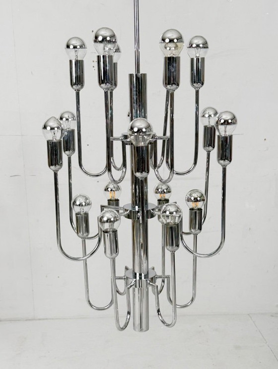 Image 1 of Mid-century chrome Sputnik chandelier by Gaetano Sciolari, Italy, 1970s