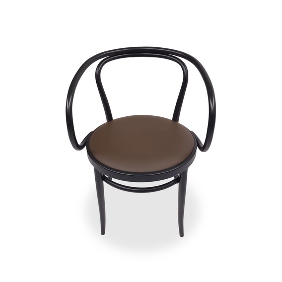 Image 1 of Silla Thonet 209 P con asiento de cuero marrón y madera curvada negra