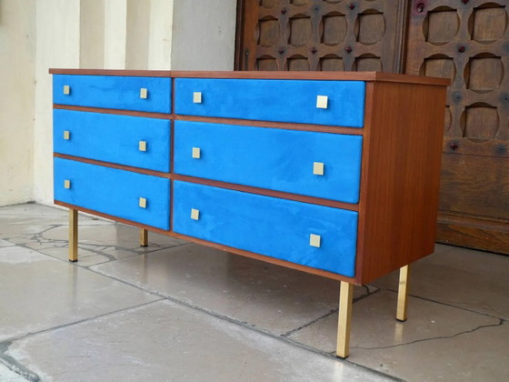 Commode/coiffeuse en teck et daim, 1950 – Vintage (photo 2 of 12)