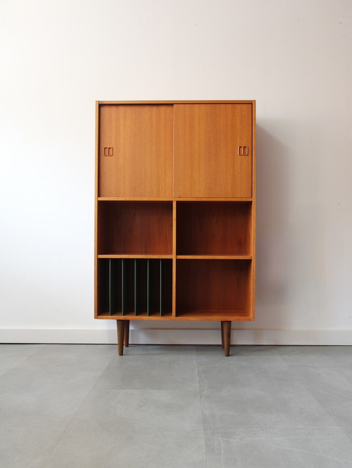 Vintage dänisches Bücherregal aus Teakholz mit Vinylboden