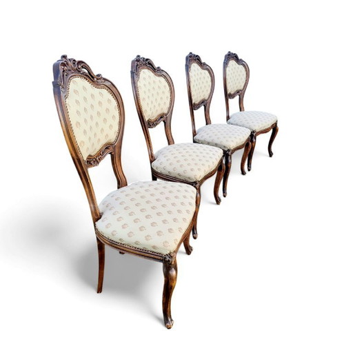 Elegante Franse eetkamerset- Eetkamertafel met 4 stoelen - klassieke Louis XVI stijl