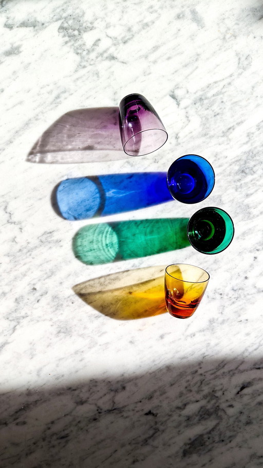 4x bicchierino vintage colorato / bicchierino italiano anni '50