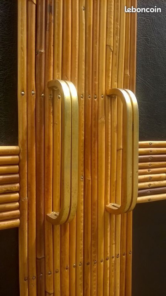 Image 1 of Two-door rattan sideboard in the Audoux Minet style
