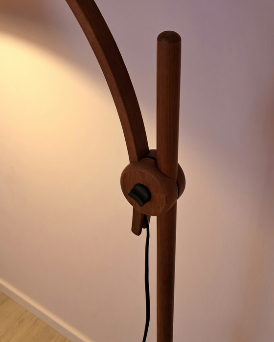 Image 1 of Vintage Domus Teak Floor Lamp 1970s – Adjustable Mid Century Scandinavian Arc Floor Lamp