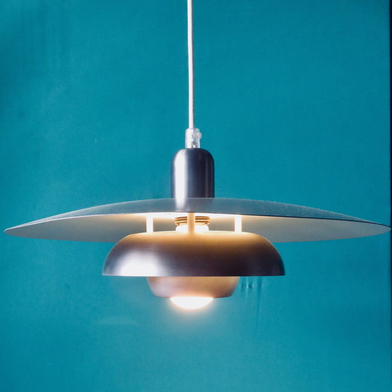 Image 1 of Zilver geïriseerd metalen hanger van typisch Deens ontwerp, Circa 75/80