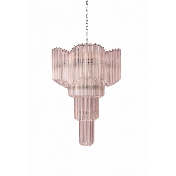 Image 1 of Lampadario Sputnik in vetro di Murano italiano ispirato al Décò – ‘Quadriedro Spyral’ rosa