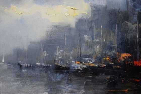Sławomir Zajkowski - Blue, Peintures et dessins, Toile, Gris, Impressionisme (photo 4 sur 5)