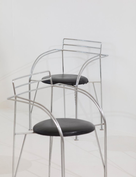 Image 1 of 4 sedie/poltroncine cromate "Lune d'Argent" di Pascal Mourgue per Fermob, vintage circa 1985
