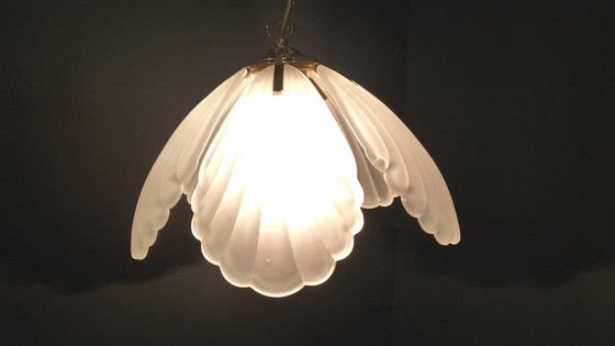 Image 1 of Vintage Italiaanse kroonluchter van glas en messing, jaren 70.