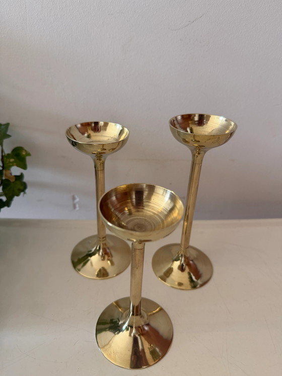 Set of 3 brass candlesticks – Candle holders, Mid Century Modern (photo 3 of 4)