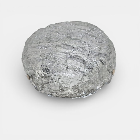 Image 1 of 1 of 7: Vintage Kaiser Leuchten round ceiling lamp / wall lamp – German space age design – ice glass – Ø25 cm