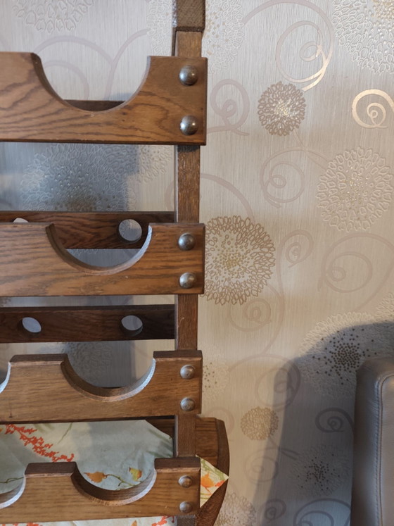 Vintage Brutalist Wine Rack – Metal, Wood (photo 10 of 11)