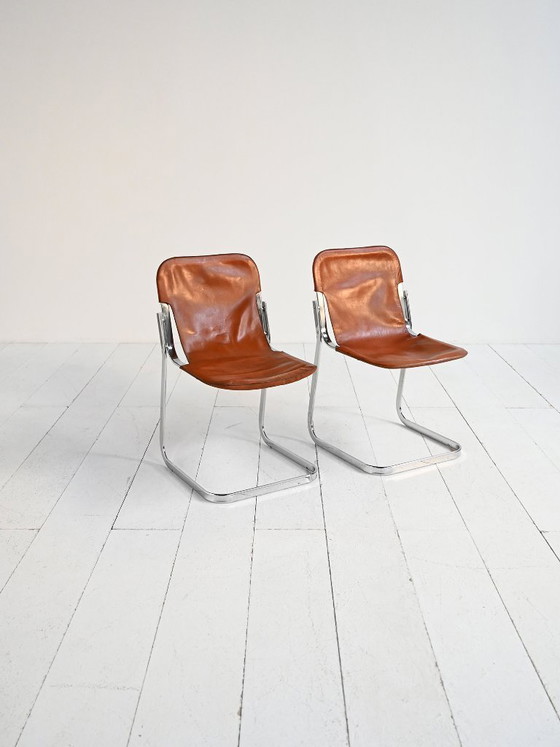 Image 1 of Ensemble de 2 chaises attribuées à Willy Rizzo pour Cidue, années 1970
