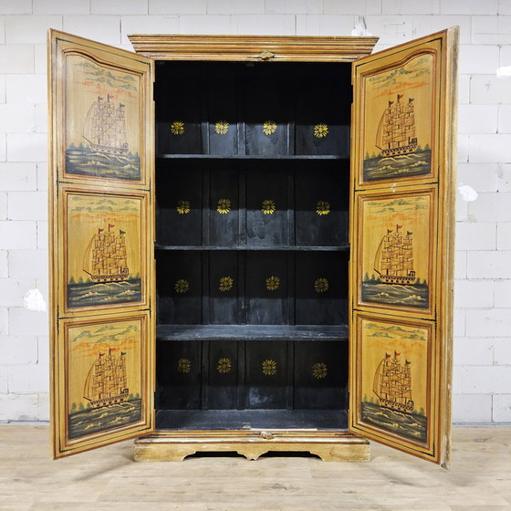 Image 1 of Vintage Indian sideboard (nautical/ships) bohemian/colonial/oriental wardrobe