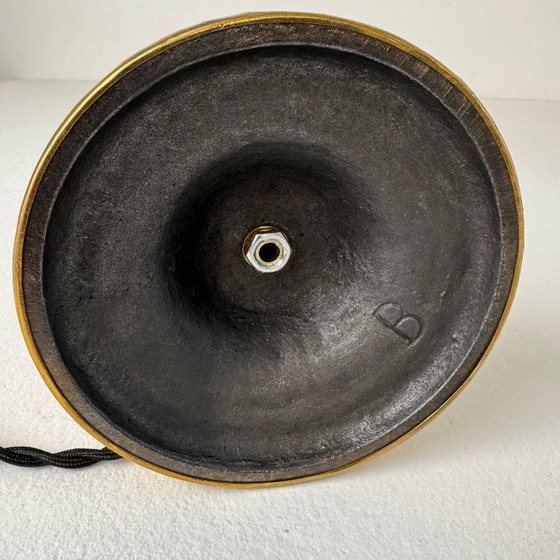 Image 1 of Vintage brass and opaline glass table lamp