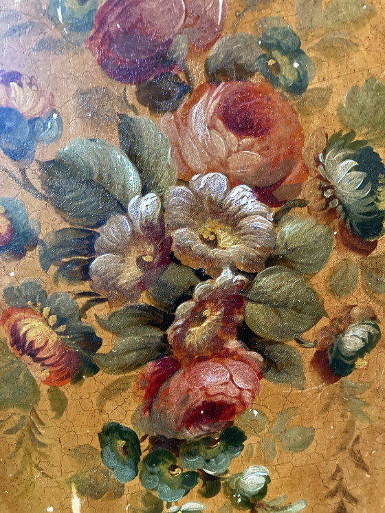 Image 1 of Napoleon III style wooden tray, painted between 1860 and 1880