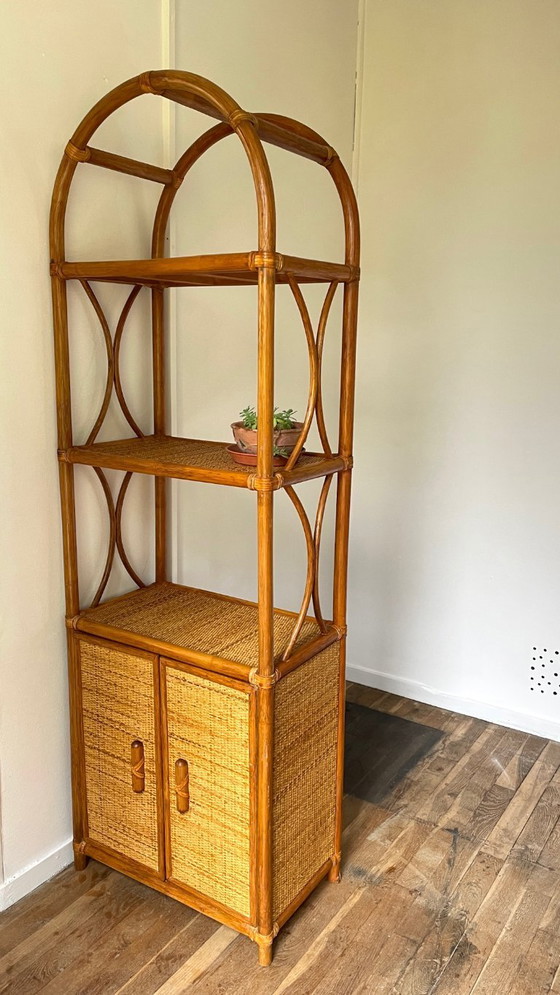 Image 1 of Vintage Wicker and Rattan Shelf