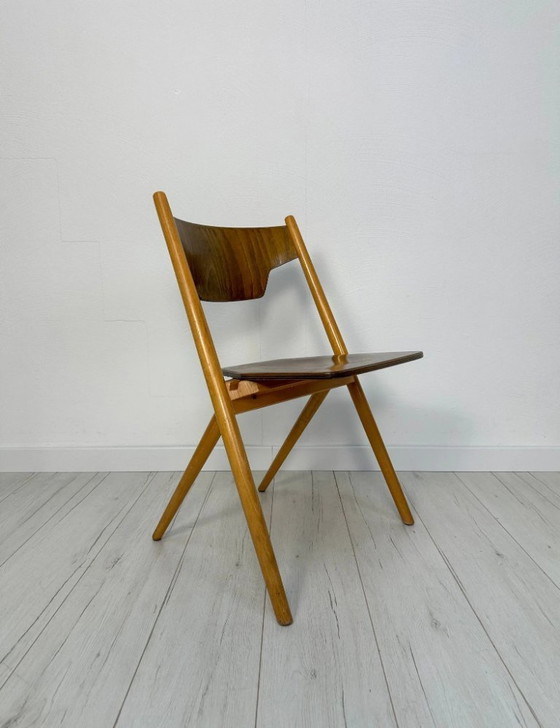 Image 1 of Vintage Hiller stapelbare multiplex stoelen, Duitsland, jaren 1950, in de stijl van Egon Eiermann.