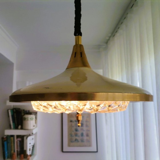 Image 1 of Lampada da pranzo retrattile color crema in stile Mid-Century Modern