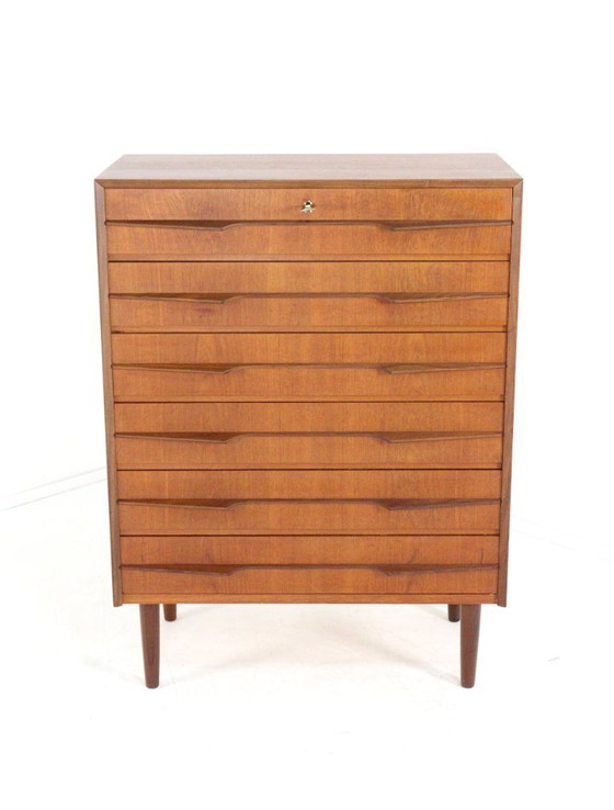 Image 1 of Deense hoge ladekast 'Olsted' vintage 