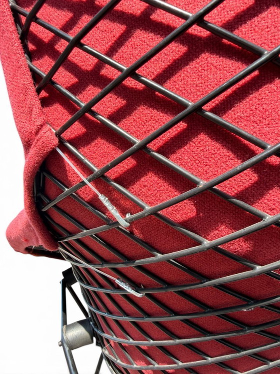 Autentica poltrona e poggiapiedi "Bird" di Harry Bertoia per Knoll - Acciaio nero e rosa sbiadito (photo 9 of 12)