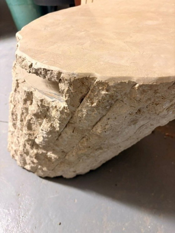 Image 1 of Brutalist travertine composite coffee table