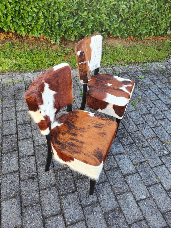 2x Nuove Sedie da Bistrò in Pelle di Mucca Tricolore – Cowberry, Sedie da pranzo, Leather (photo 6 of 9)