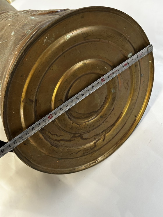 Image 1 of Antique carved copper charcoal and umbrella stand H 45 cm