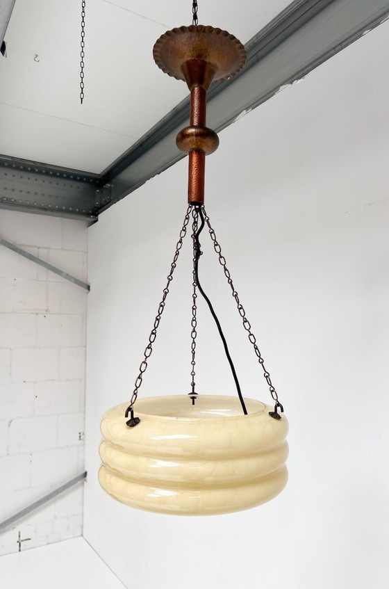 Image 1 of Glass Art Deco beehive lamp, 1930s