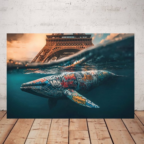 Image 1 of Foto afgedrukt op plexiglas / Beperkte oplage / Originele decoratie / Art Deco / Eiffeltoren / Parijs onder water