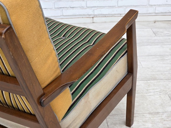 Dänischer Sessel aus den 1960er Jahren, Möbelwolle, Buchenholz – Wood, Wool (photo 13 of 17)