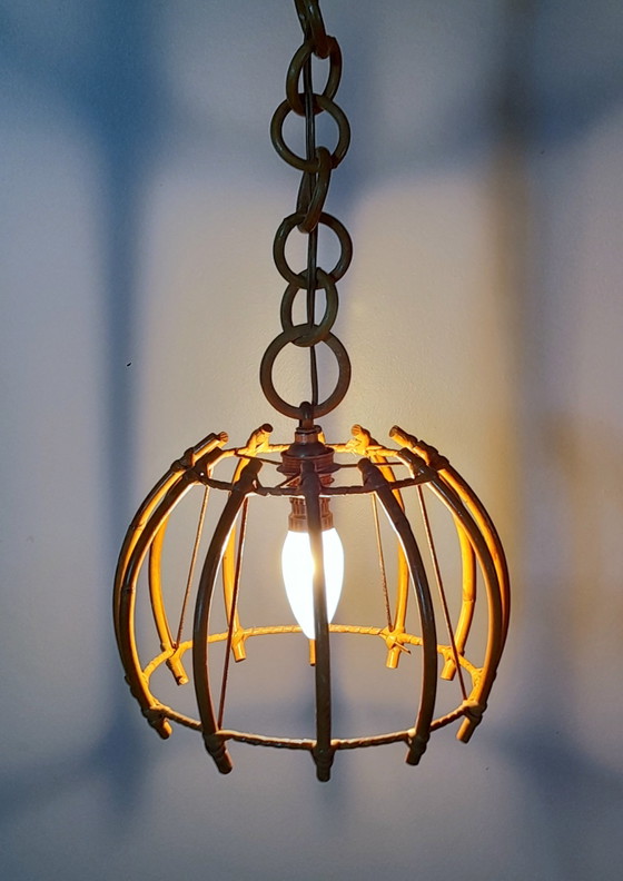 Image 1 of Rattan-Pendelleuchte im Stil von Louis Sognot, 1960