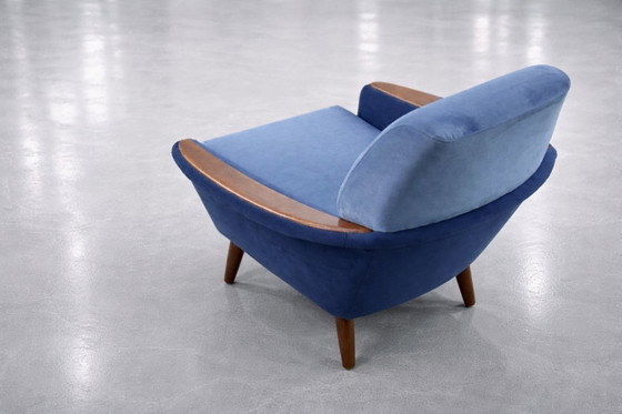 Image 1 of Vintage Mid-Century Scandinavian Modern Blue Velvet Living Room Set by Holm Fabriker AB, Set of 2, 1960s