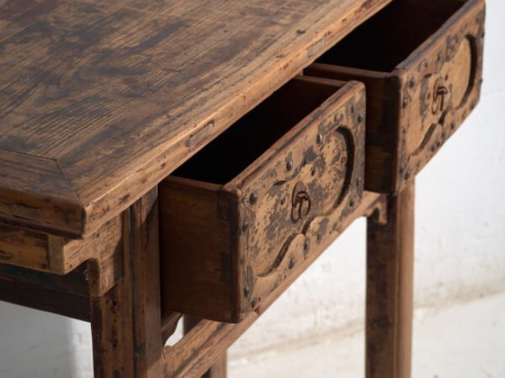 Consolle antica in pino con due cassetti – Cina, circa 1930 – Console (photo 21 of 40)